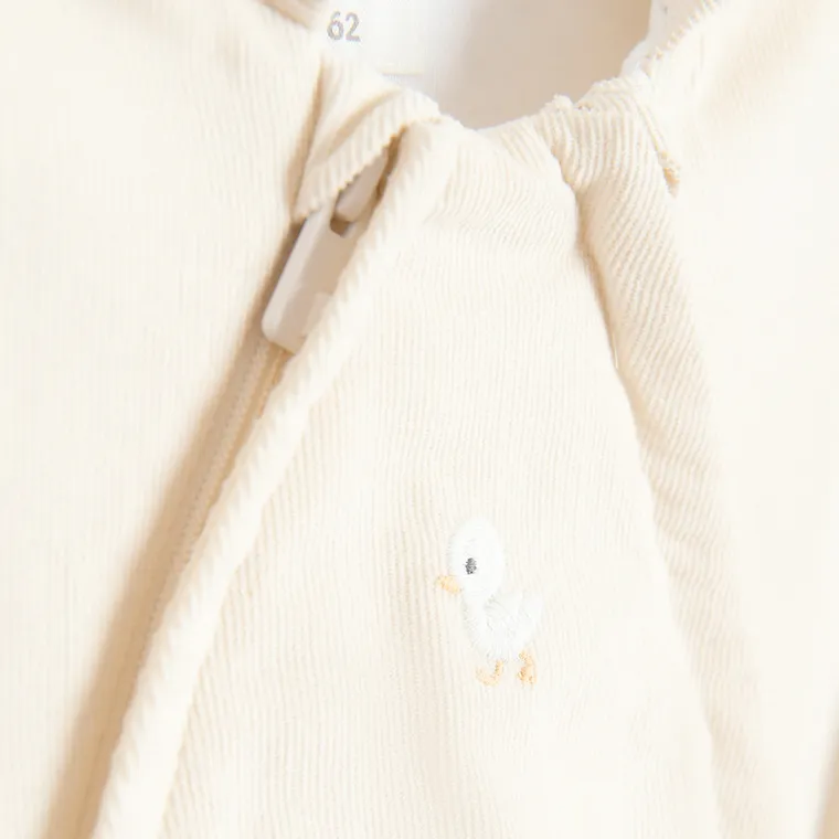 Cool Club, Kombinezon przejściowy niemowlęcy z kapturem, sztruksowy, beżowy