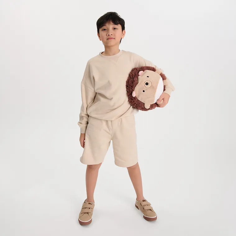 Cool Club, Komplet chłopięcy, Bluza ocieplana, Szorty, beżowy
