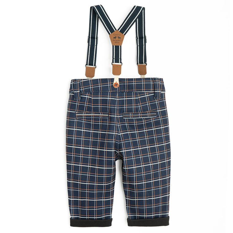 Cool Club, Komplet chłopięcy, Spodnie materiałowe, Szelki, granatowy