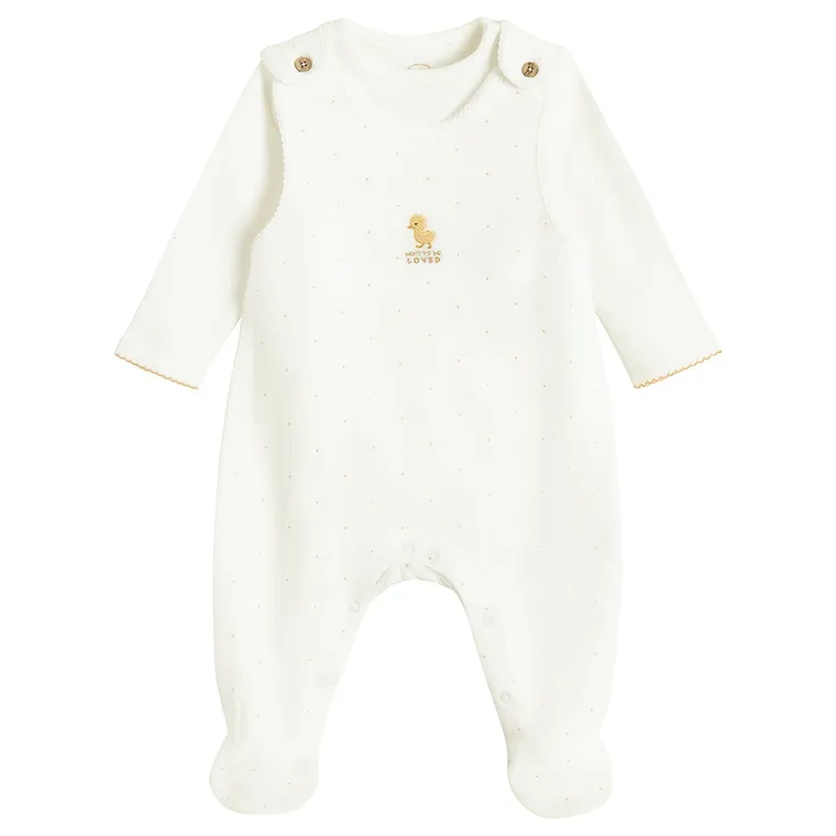 Cool Club, Komplet dziewczęcy, ażurowy, Body z długim rękawem, Śpiochy, biały