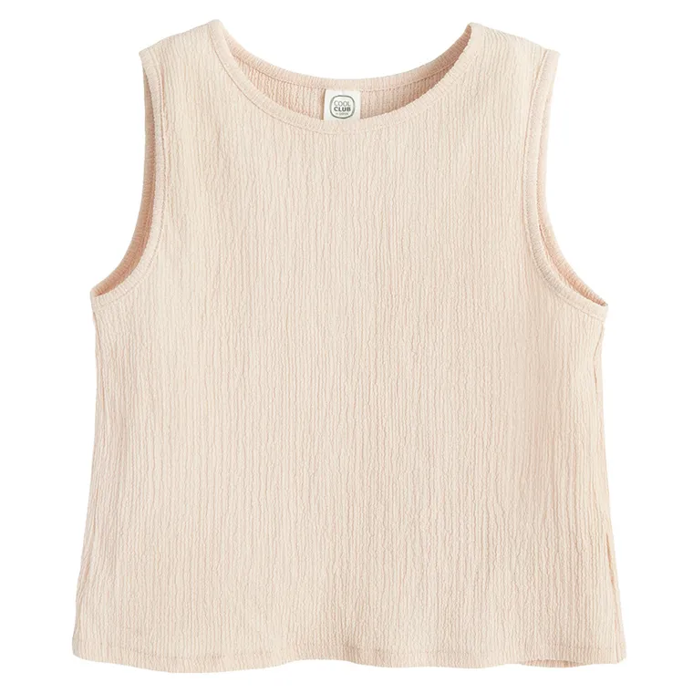 Cool Club, Komplet dziewczęcy, Bluzka bez rękawów, Spodnie materiałowe, wide, beżowy