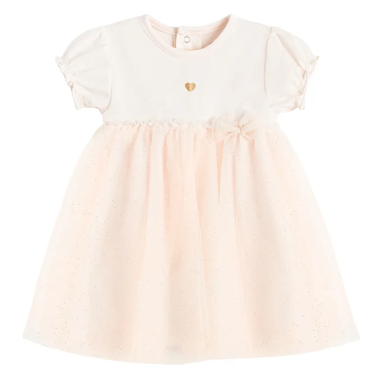 Cool Club, Komplet dziewczęcy, Body sukienka z krótkim rękawem, Bolerko, różowy