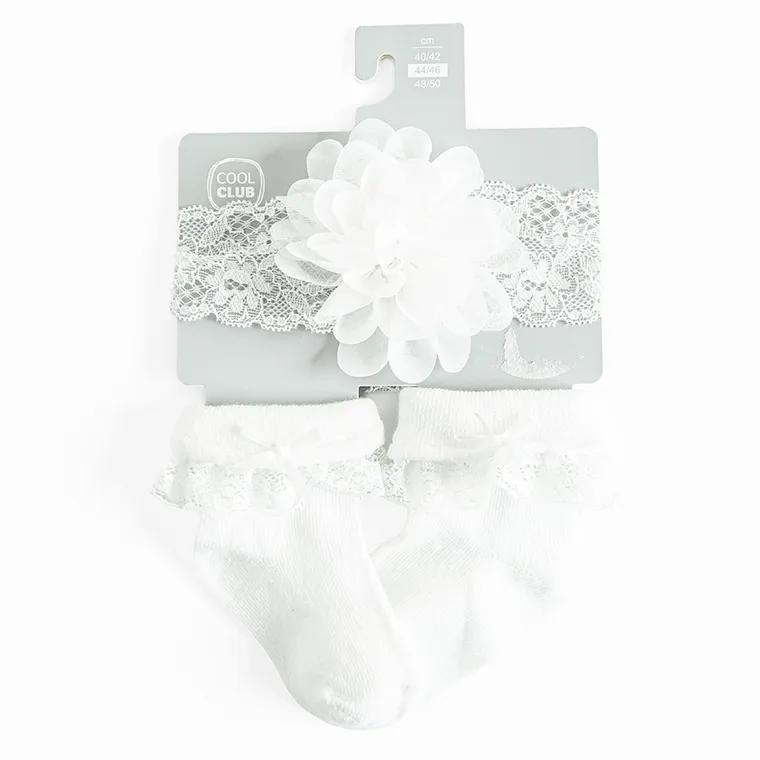 Cool Club, Komplet dziewczęcy, Opaska, Skarpetki, biały