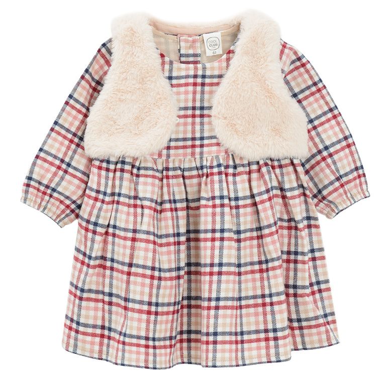 Cool Club, Komplet dziewczęcy, Sukienka z długim rękawem, Kamizelka, Rajstopy, mix