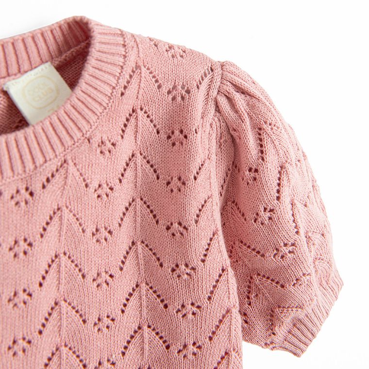 Cool Club, Komplet dziewczęcy, sweterkowy, Bluzka z długim rękawem, Spodnie, różowy