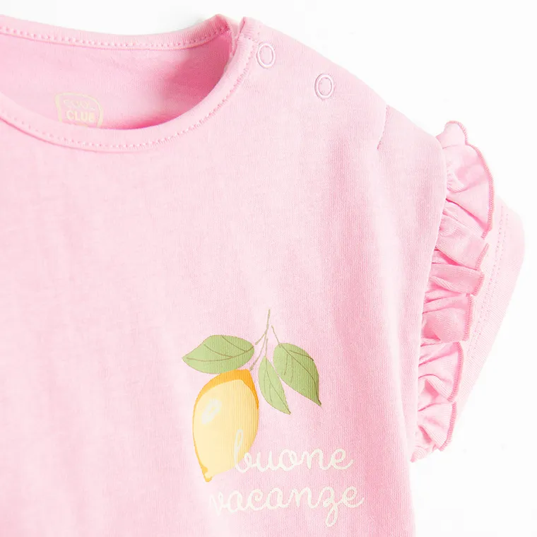 Cool Club, Komplet dziewczęcy, T-shirt, Szorty, różowy