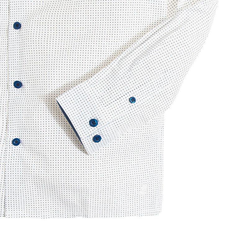 Cool Club, Koszula chłopięca z długim rękawem, biała, granatowe kropki