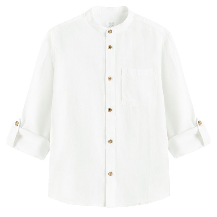 Cool Club, Koszula chłopięca z długim rękawem, z lnem, regular, biała