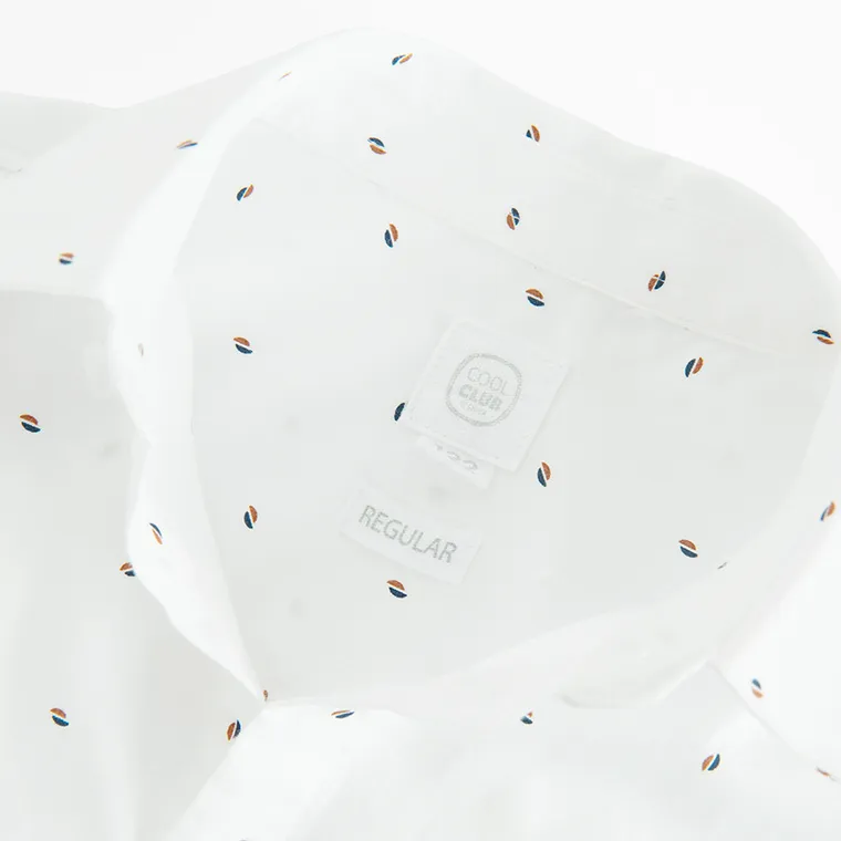 Cool Club, Koszula chłopięca z krótkim rękawem, regular, biała