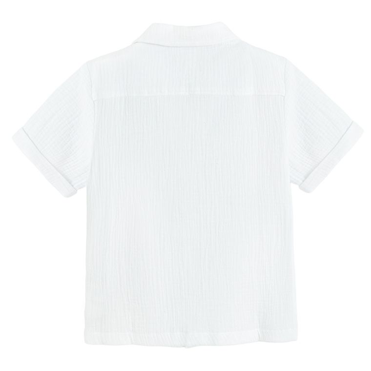 Cool Club, Koszula chłopięca z krótkim rękawem, regular, muślinowa, biała