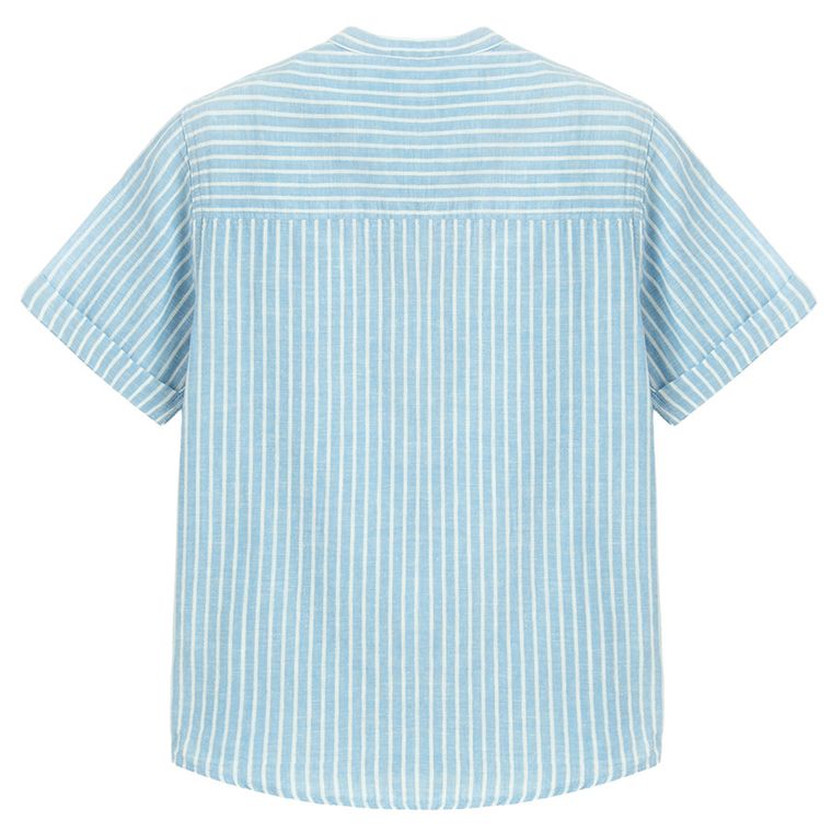 Cool Club, Koszula chłopięca z krótkim rękawem, z lnem, regular, niebieska