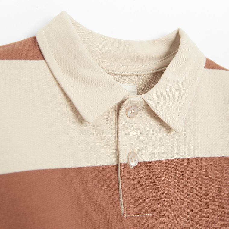 Cool Club, Koszulka polo chłopięca z długim rękawem, brązowa