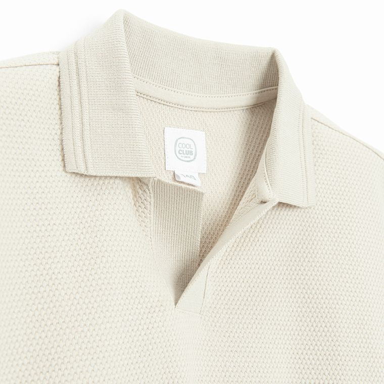 Cool Club, Koszulka polo chłopięca z krótkim rękawem, beżowa