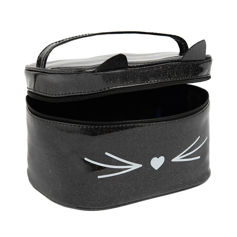 Cool Club, Kotek, kosmetyczka, czarna, brokatowa