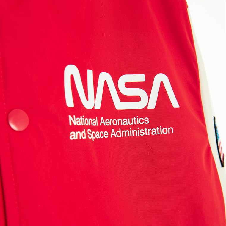 Cool Club, Kurtka bejsbolówka chłopięca z kapturem, oversize, czerwona, NASA