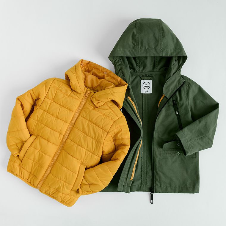 Cool Club, Kurtka chłopięca z kapturem, 3w1, zielono-musztardowa