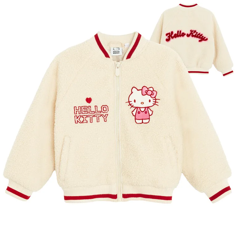 Cool Club, Kurtka dziewczęca, rozpinana, ecru, Hello Kitty