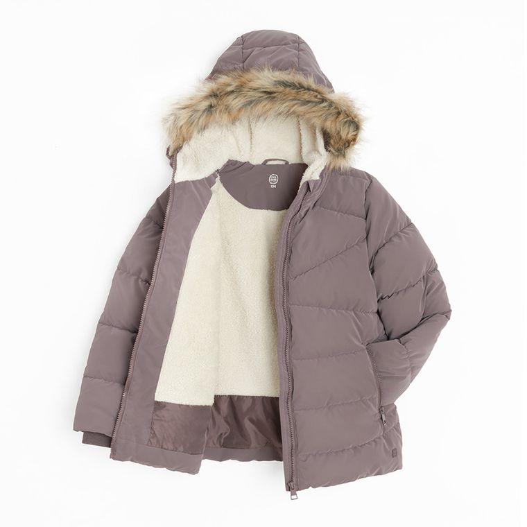 Cool Club, Kurtka dziewczęca z kapturem, ocieplana, ciemnofioletowa