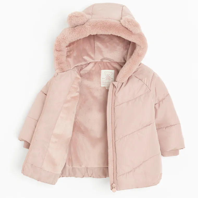 Cool Club, Kurtka dziewczęca z kapturem, ocieplana, różowa