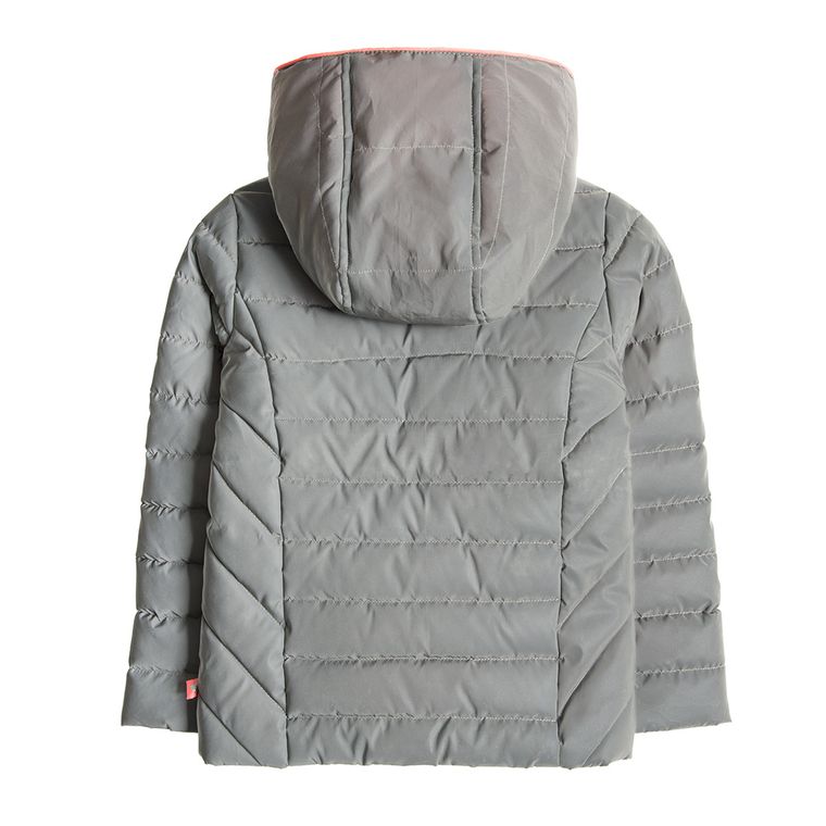 Cool Club, Kurtka jesienna z kapturem dziewczęca, szara, odblaskowy efekt