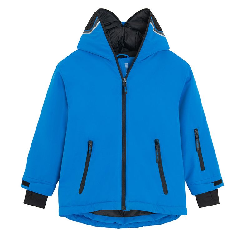Cool Club, Kurtka narciarska chłopięca z kapturem, ocieplana, niebieska