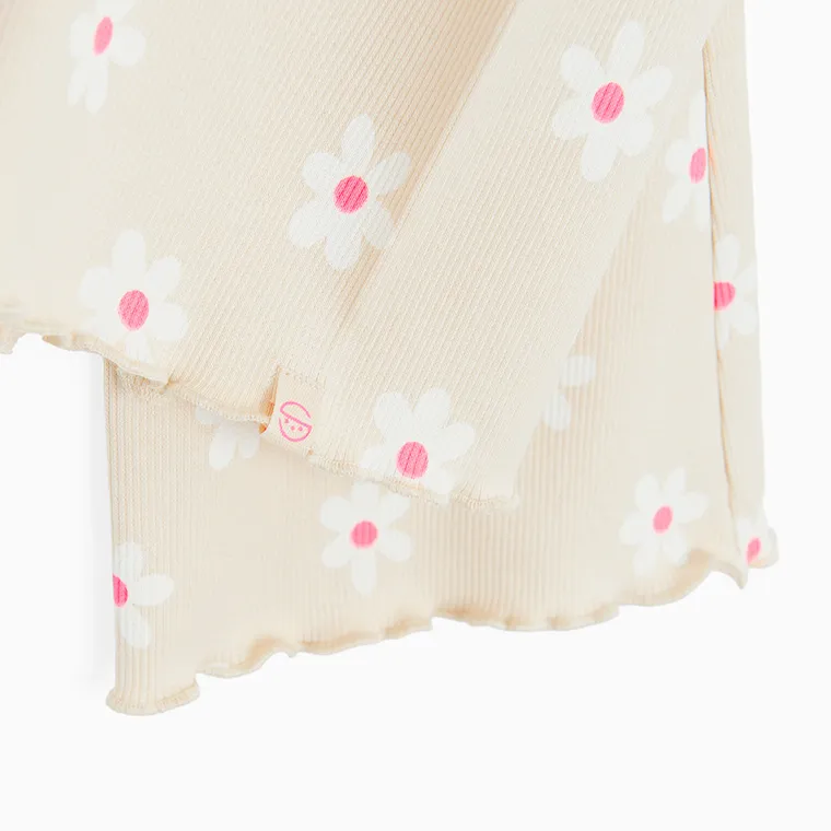 Cool Club, Legginsy dziewczęce, flare, prążkowane, beżowe