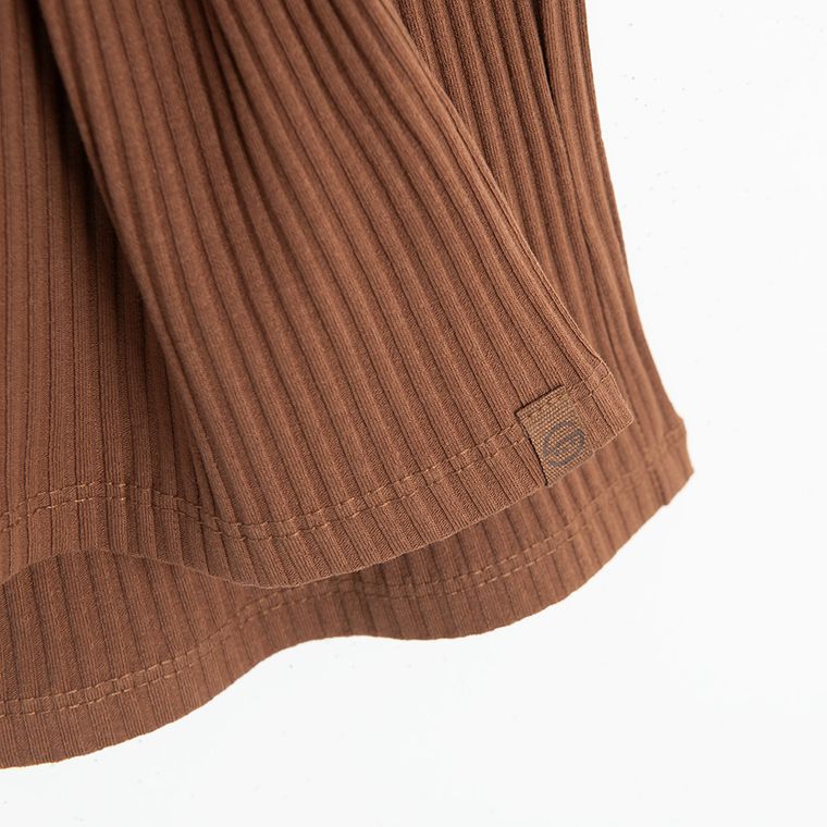 Cool Club, Legginsy dziewczęce, flare, prążkowane, brązowe