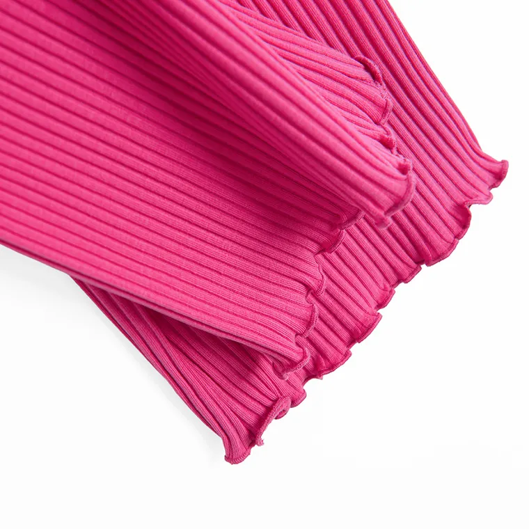 Cool Club, Legginsy dziewczęce, flare, prążkowane, różowe