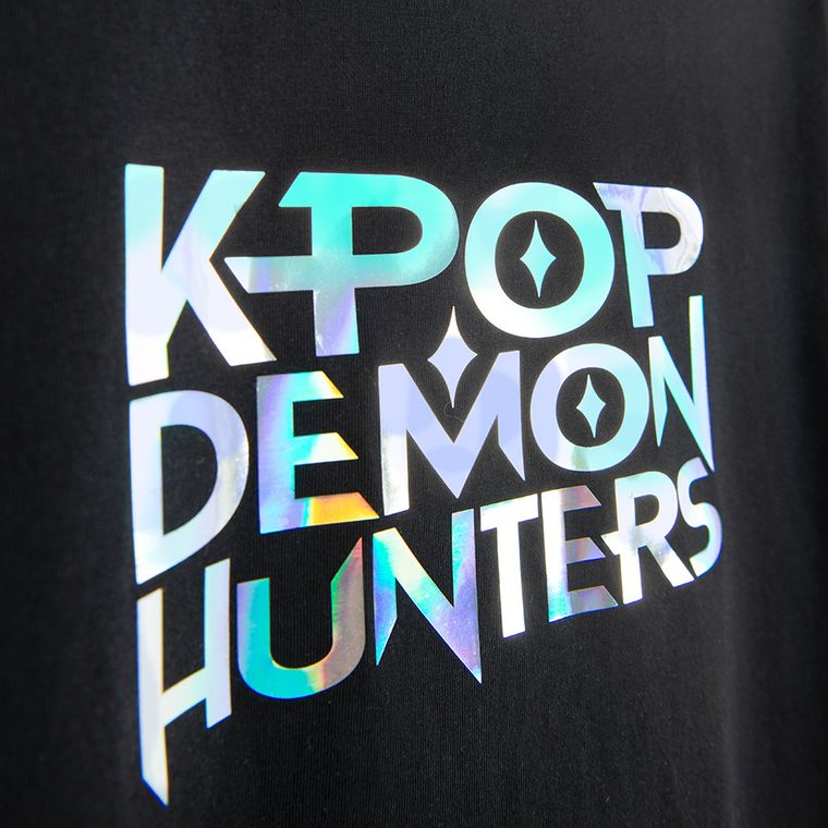 Cool Club, Luźny t-shirt dziewczęcy, czarny, K-Pop Demon Hunters