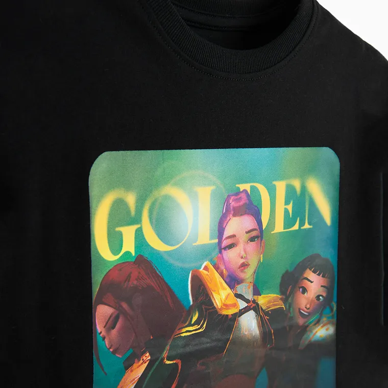 Cool Club, Luźny t-shirt dziewczęcy, czarny, K-Pop Demon Hunters