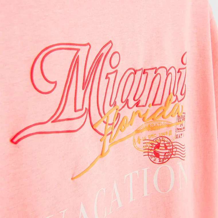 Cool Club, Luźny t-shirt dziewczęcy, różowy fluo
