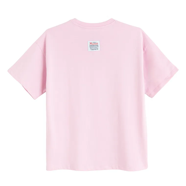 Cool Club, Luźny t-shirt dziewczęcy, różowy, Peanuts
