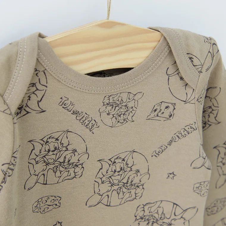 Cool Club, Pajac chłopięcy, brązowy, szary, Tom & Jerry, zestaw, 2 szt.