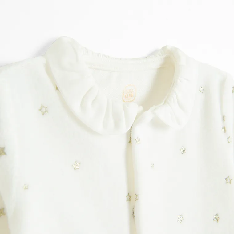 Cool Club, Pajac dziewczęcy, welurowy, biały