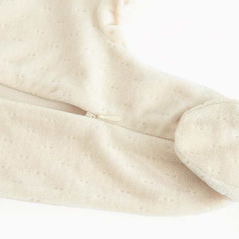 Cool Club, Pajac niemowlęcy, welurowy, beżowy