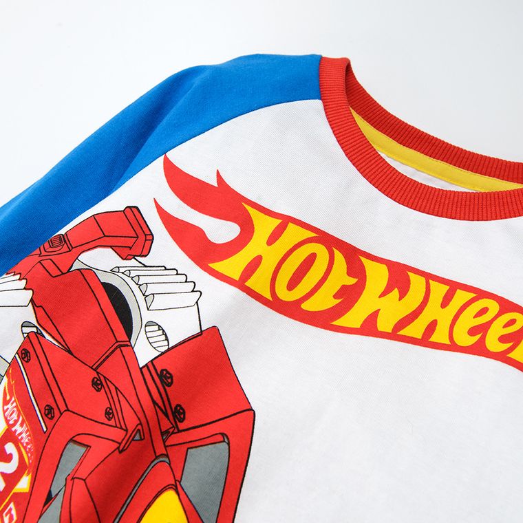 Cool Club, Piżama chłopięca, biało-niebieska, Hot Wheels