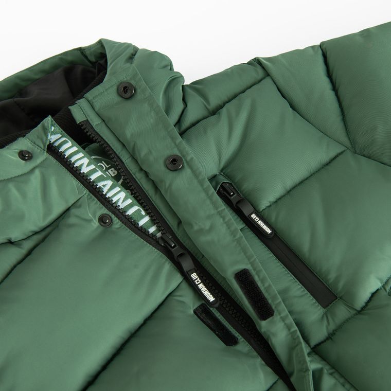 Cool Club, Płaszcz chłopięcy z kapturem, ocieplany, zielony