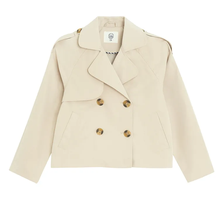 Cool Club, Płaszcz dziewczęcy, cropped, beżowy