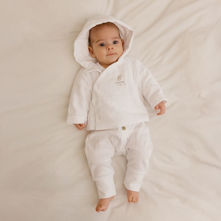 Cool Club, Półśpiochy niemowlęce, bawełna organiczna, białe, zestaw, 2 szt.