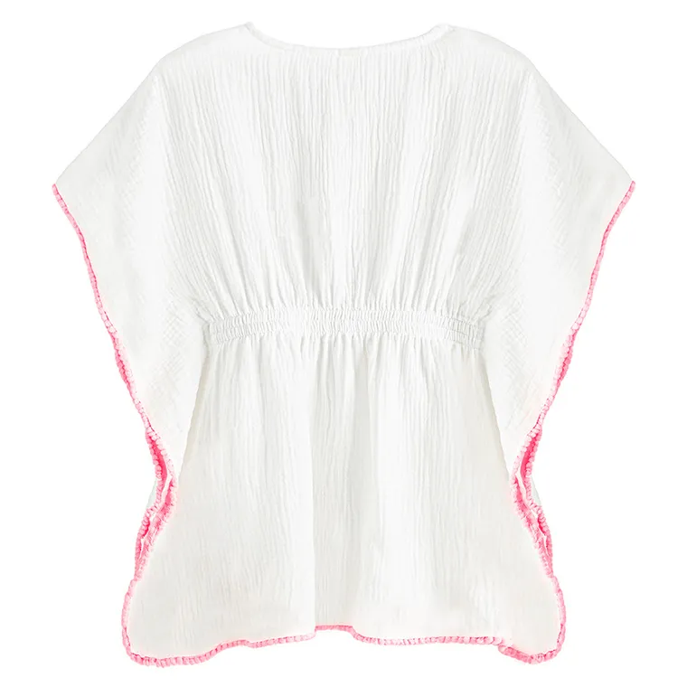 Cool Club, Poncho dziewczęce, muślinowe, białe