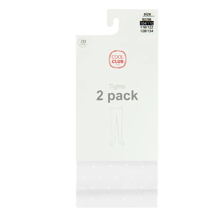 Cool Club, Rajstopy dziewczęce, białe, 20 DEN, zestaw, 2 szt.