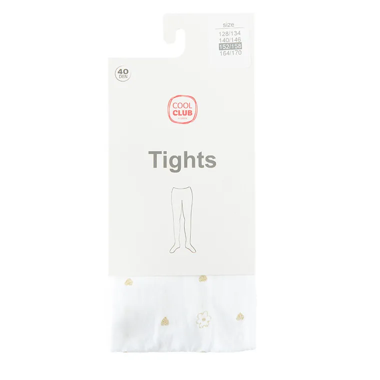 Cool Club, Rajstopy dziewczęce, białe, mikrofibra, 40 DEN