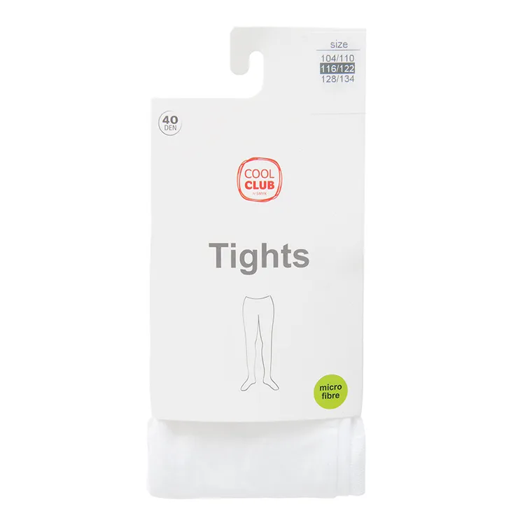 Cool Club, Rajstopy dziewczęce, białe, mikrofibra, 40 DEN