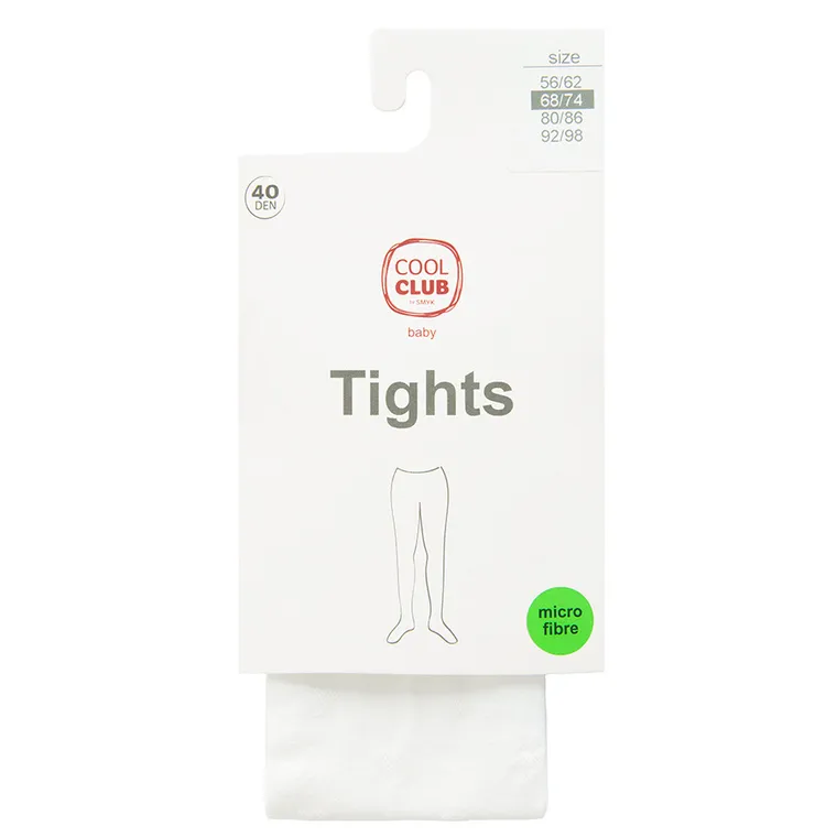 Cool Club, Rajstopy dziewczęce, białe, mikrofibra, 40 DEN