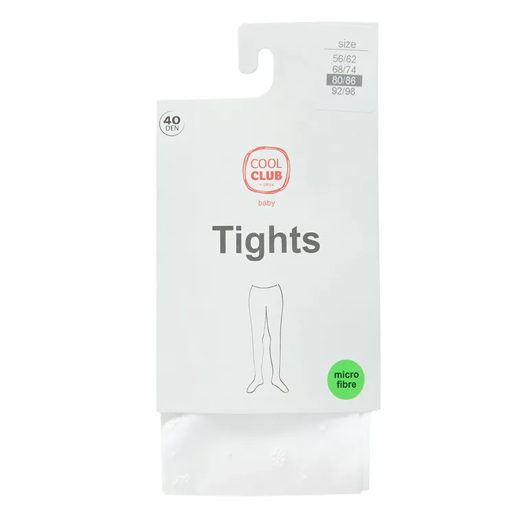 Cool Club, Rajstopy dziewczęce, białe, mikrofibra, 40 DEN