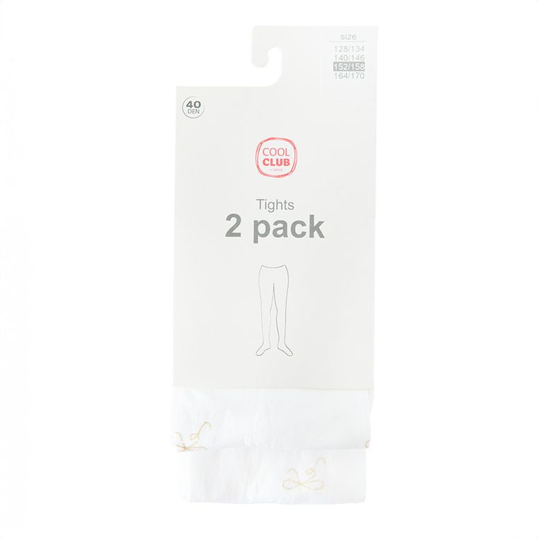 Cool Club, Rajstopy dziewczęce, białe, mikrofibra, 40 DEN, zestaw, 2 szt.
