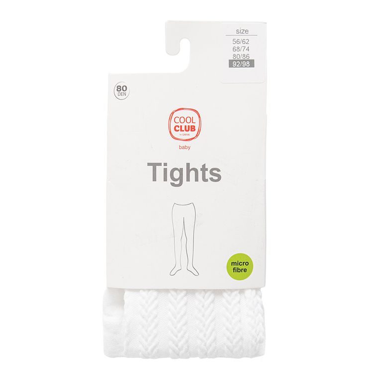 Cool Club, Rajstopy dziewczęce, białe, mikrofibra, 80 DEN
