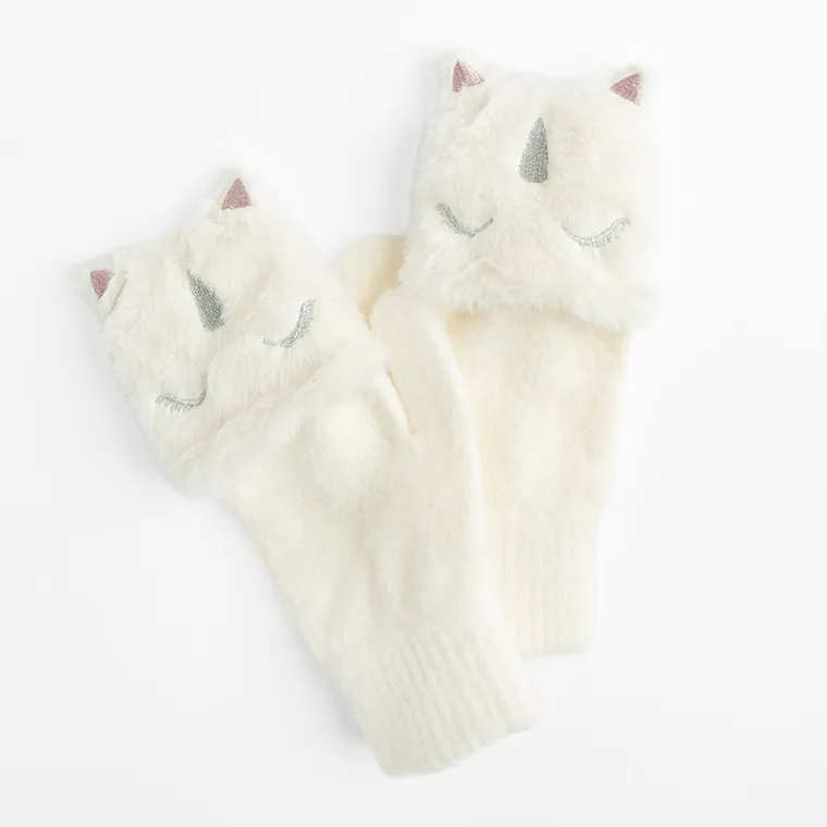Cool Club, Rękawiczki dziewczęce bez palców, białe
