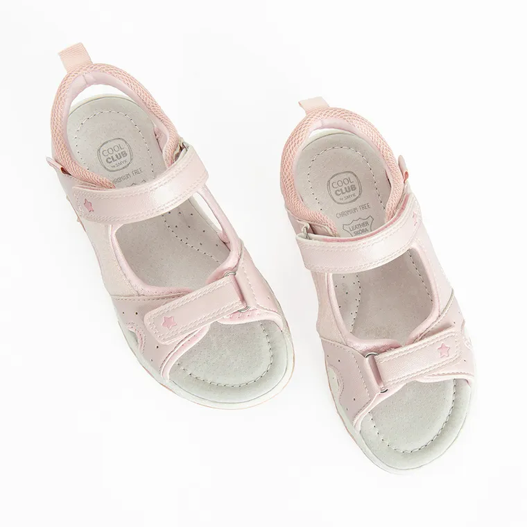 Cool Club, Sandały dziewczęce, różowe, skórzana wkładka