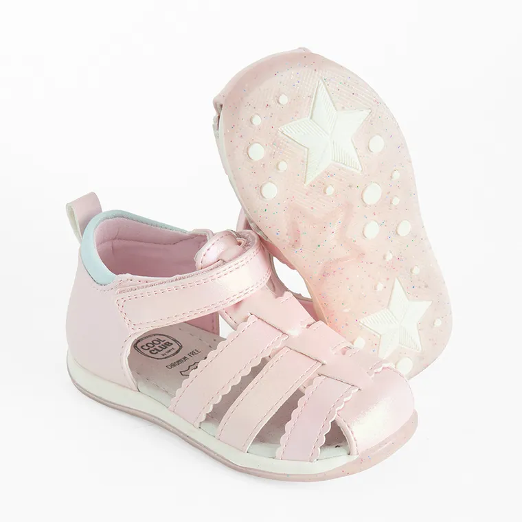 Cool Club, Sandały dziewczęce, różowe, skórzana wkładka